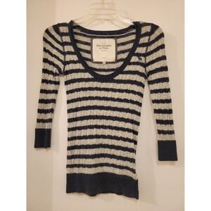 Y2K Abercrombie & Fitch Navy White Striped Knit Sweater Bella Swan Twilight XS